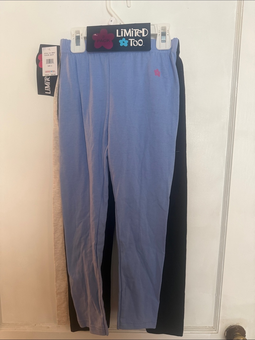 Limited Too Light Blue, Black & Cream Girls' Legging Set